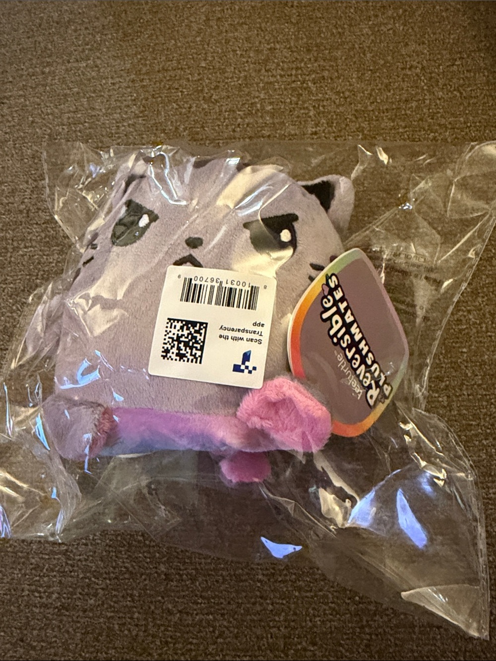 Build-A-Bear Purple Reversible Plush Cat with Pink Accents